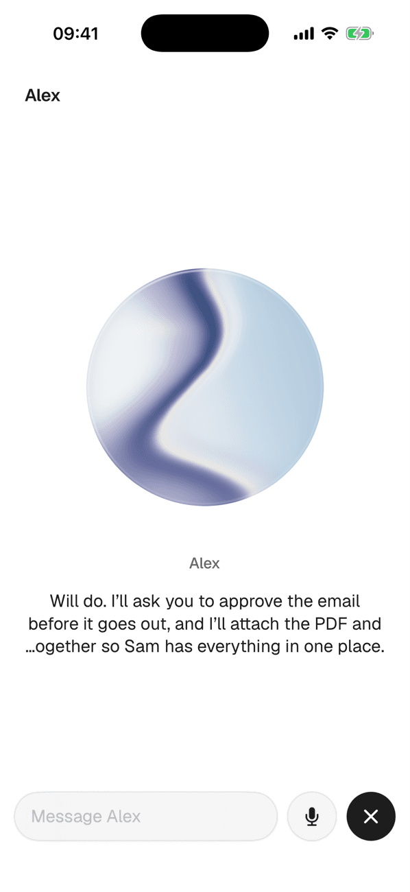 A voice call with an AI employee